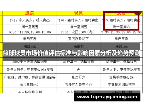 篮球球员市场价值评估标准与影响因素分析及趋势预测