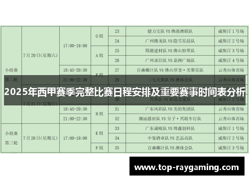 2025年西甲赛季完整比赛日程安排及重要赛事时间表分析